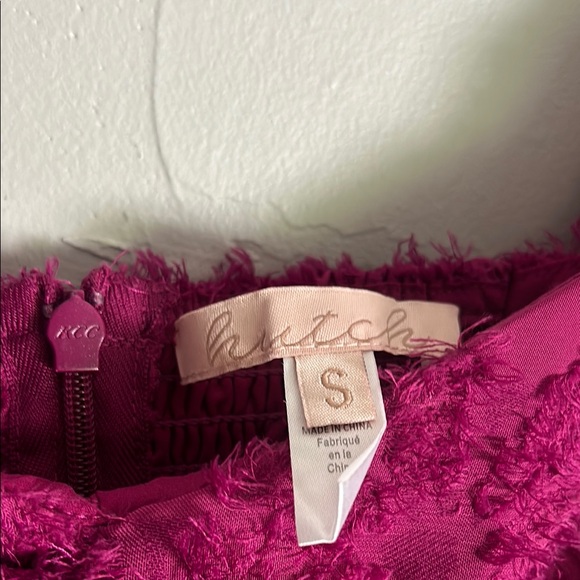 Hutch Puff Sleeve Ruched Magenta Crop Blouse - Picture 5 of 8